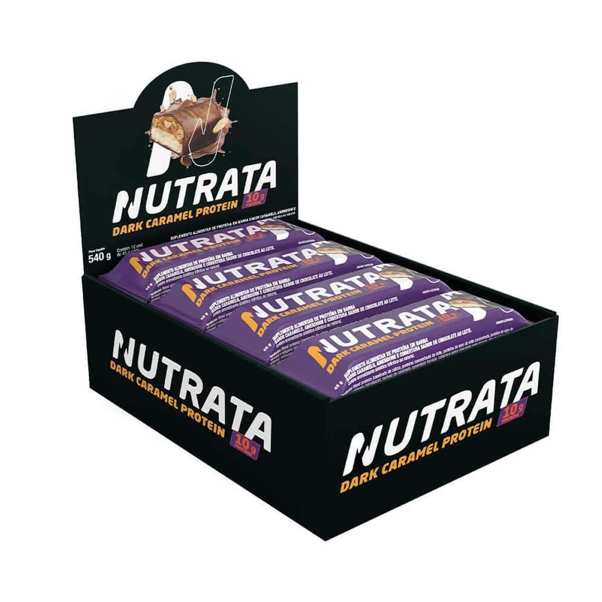 Nutrata Caramel Protein Display (12 unid. 45g), Dark Caramel, Nutrata