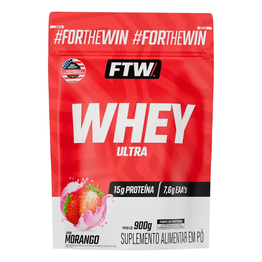 Whey Concentrado Ultra Protein Refil 900g Sabor Morango - Ftw