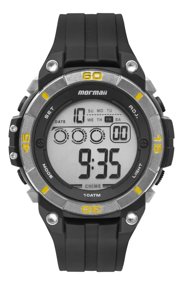 Relógio Mormaii Masculino Wave Preto - Molcdaav/8y com Caixa de Polímero e Pulseira de Silicone à Prova D` Água Esportivo e Casual