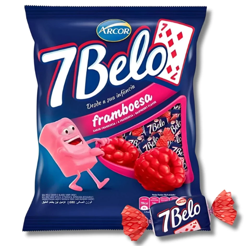 Bala 7 Belo Sabor Framboesa 500g Arcor Doce Para Festa e Lembrancinha
