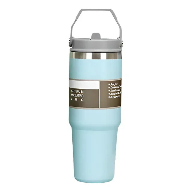 Copo Térmico Aço Inox 887ml Grande Com Tampa Flip Resistente