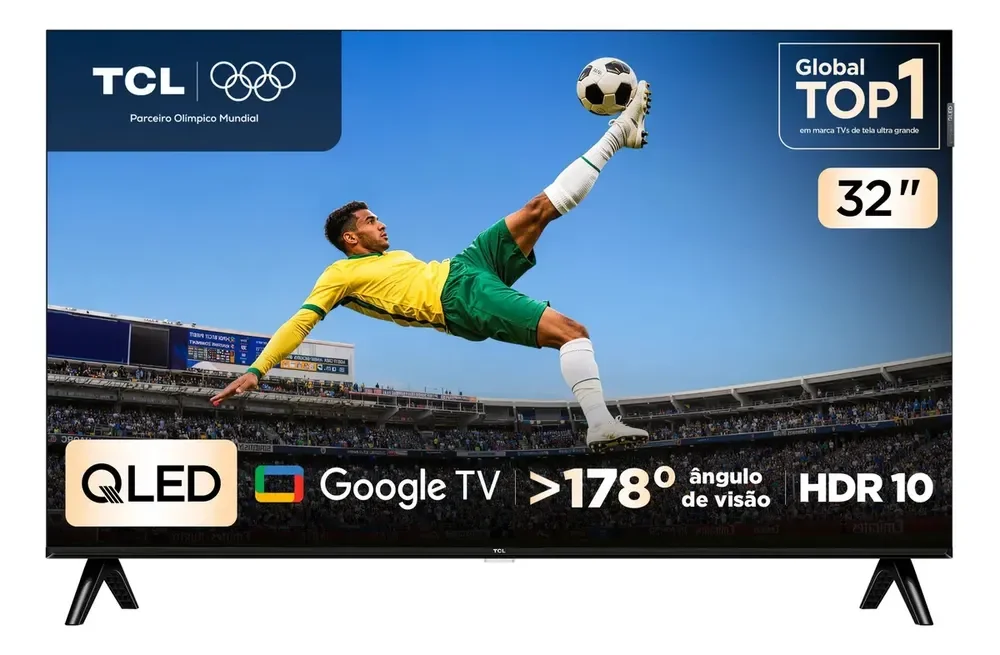 Smart TV TCL 32 Polegadas FHD QLED S5K WiFi Bluetooth Google TV 2 HDMI HDR10 Dolby Audio 32S5K