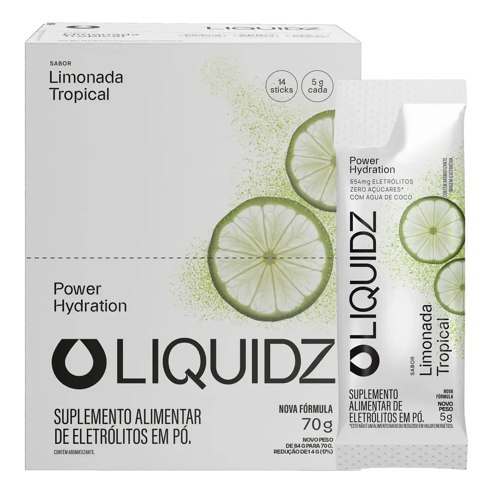 Liquidz Eletrólitos Zero Açúcar Limonada Tropical 14 Sachês
