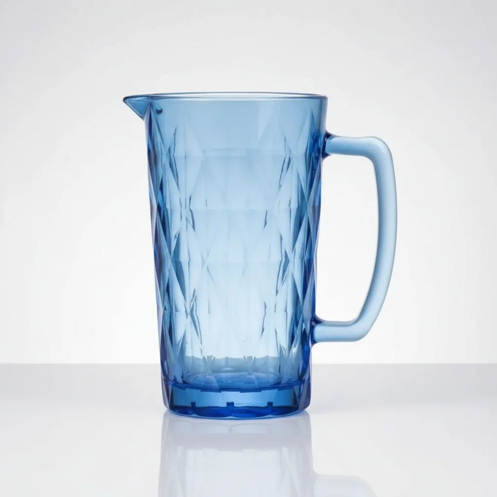 Jarra de Vidro Luxo com Cabo e Bico Stella 1,2 Litros Azul Agua Sucos Refrigerantes Festa