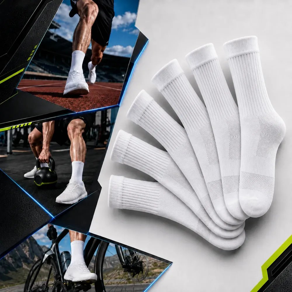 Kit 3 Pares Meias Poliamida Esportiva Corrida Bike Academia Branco Lisa 35-44