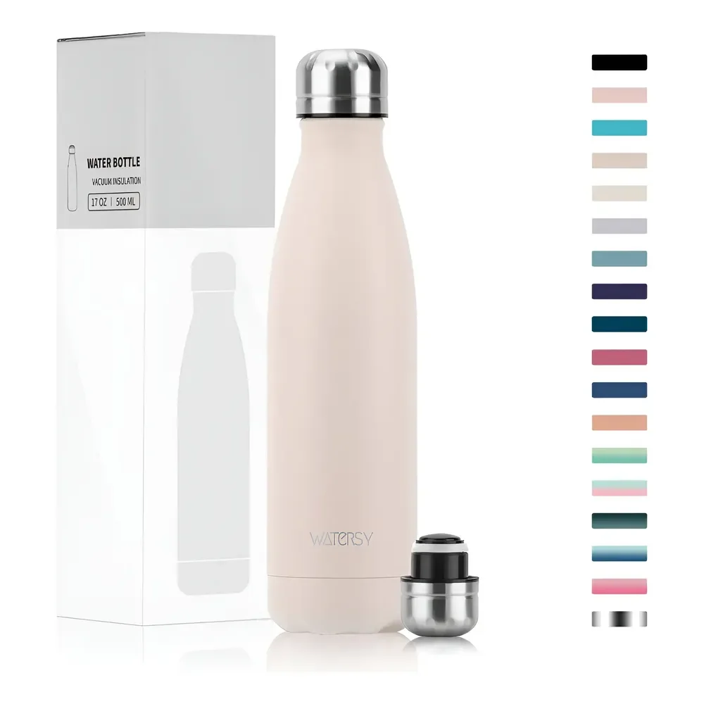 Watersy Garrafa Térmica 500ml Aço Inox Portátil Viagem 1 Uni Pele