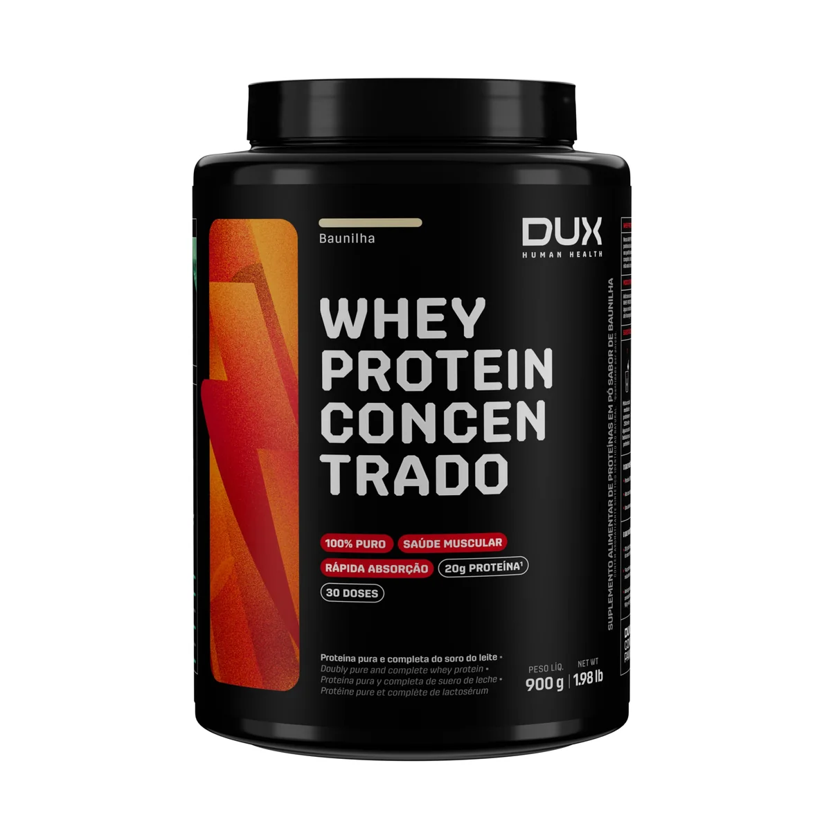 Whey Protein Concentrado Baunilha Pote 900g – Contribui para o Ganho Muscular Hipertrofia – Dux Human Health (Embalagem pode variar)