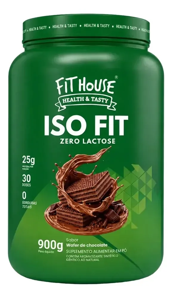 Iso Fit Proteina Isolada Zero Lactose Fit House 900g Wafer De Chocolate
