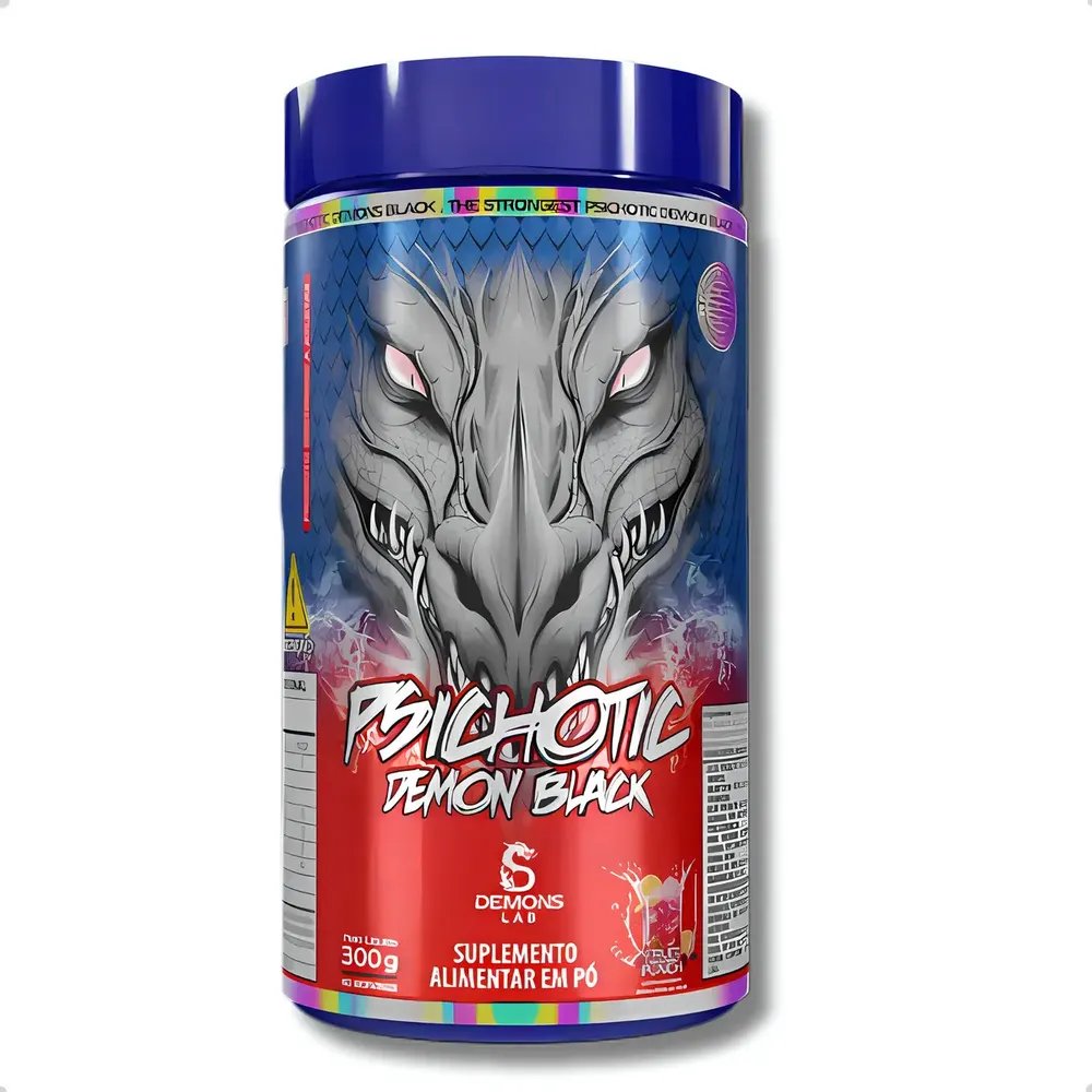 Suplemento em pó Demons Lab Pré treino Psichotic Demon Black sabor Fruit Punch x 300g