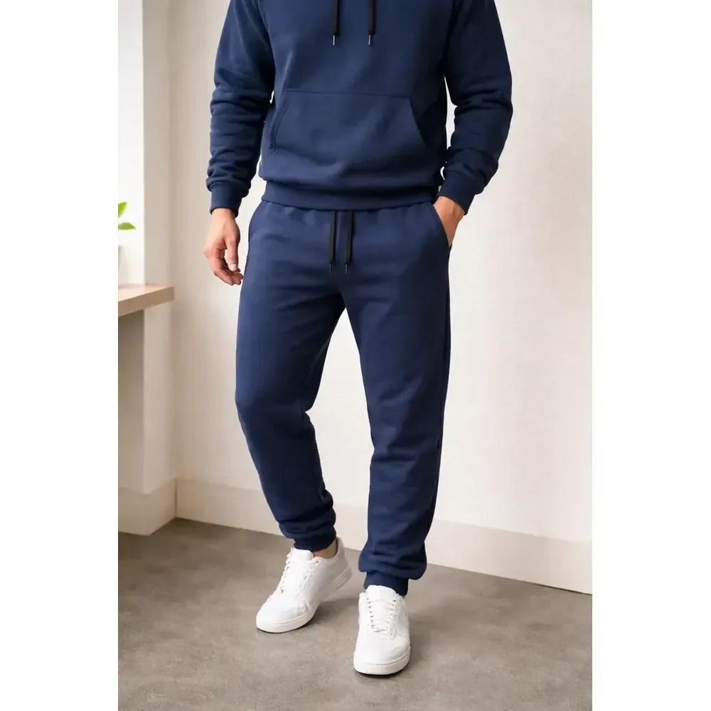 Calça Moletom Masculina Voker Jogger Forrada Com Bolsos Azul-marinho Gg