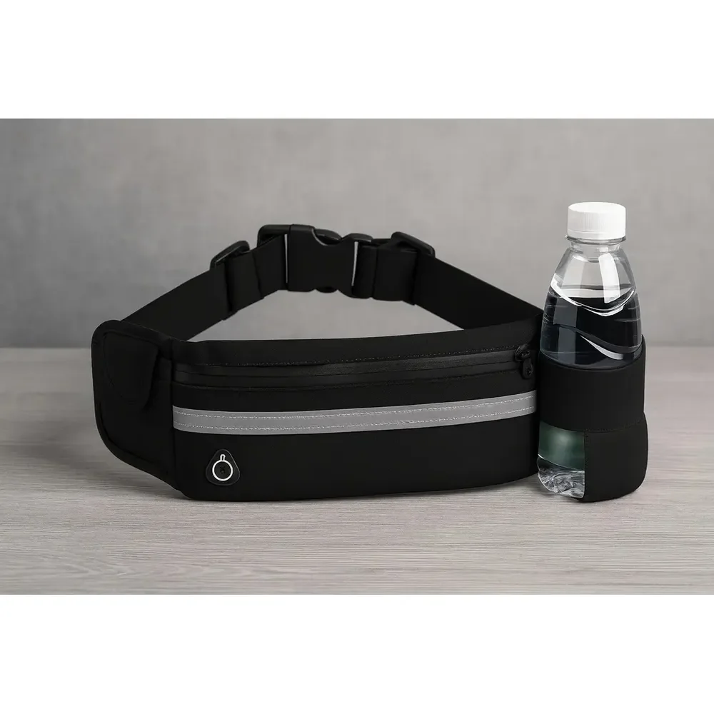 Pochete Esportiva Slim Impermeável Celular Acessórios Fitness Academia Treino Corrida Caminhada Unissex Moderna Bolsa... Lisa Preto