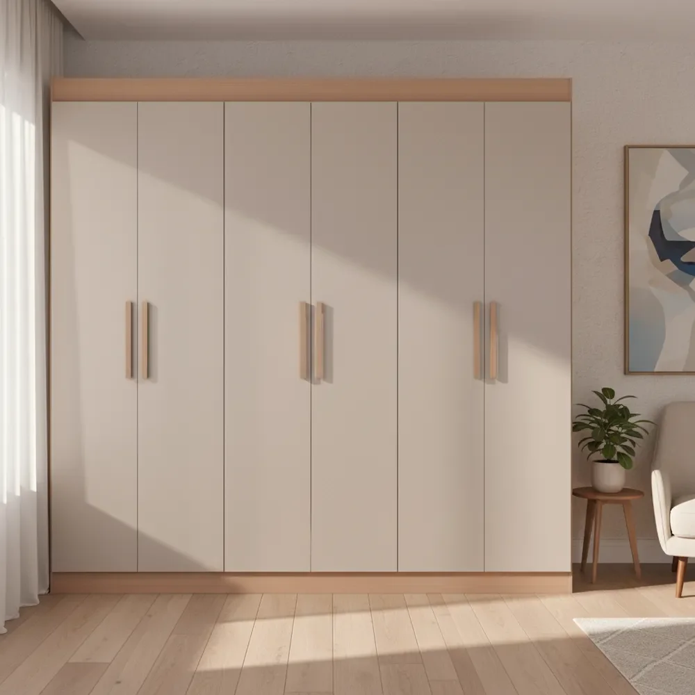 Guarda-roupa Casal Bartira Ville Com 6 Portas E 2 Gavetas Cor Avelã com Cappuccino