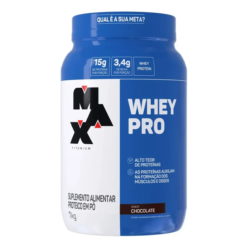 Suplemento Academia Whey Pro Max Titanium Concentrado Pote 1kg Sabor Chocolate