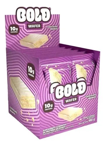 Proteína Bold Snacks BOLD Wafer em wafer plano sabor Chocolate branco x 40g de 12 un