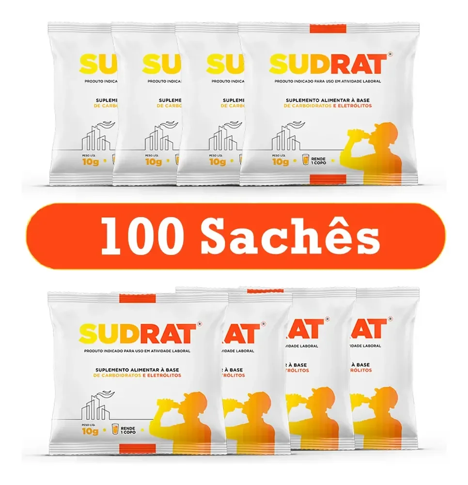 Sudrat Repositor Isotônico Pó Tangerina 100 Sachês 10g Carboidratos