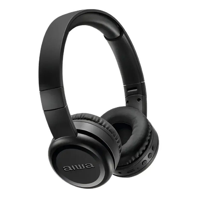 Fone De Ouvido Headphone Aiwa Aws-hp-03-b Bluetooth Bateria Com Até 100 Horas De Duração Cor Preto