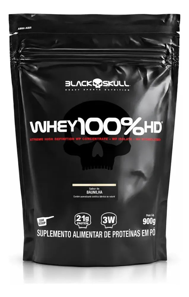 Whey Protein 100% HD Black Skull X 900g sabor Baunilha