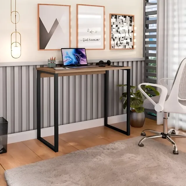 Escrivaninha Industrial Mesa Estudo Aparador Office Aço Mdf
