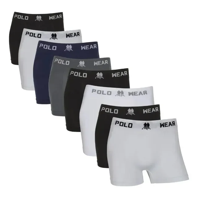 Kit 8 Cuecas Box Boxer Polo Wear Original Sem Costura Fibra