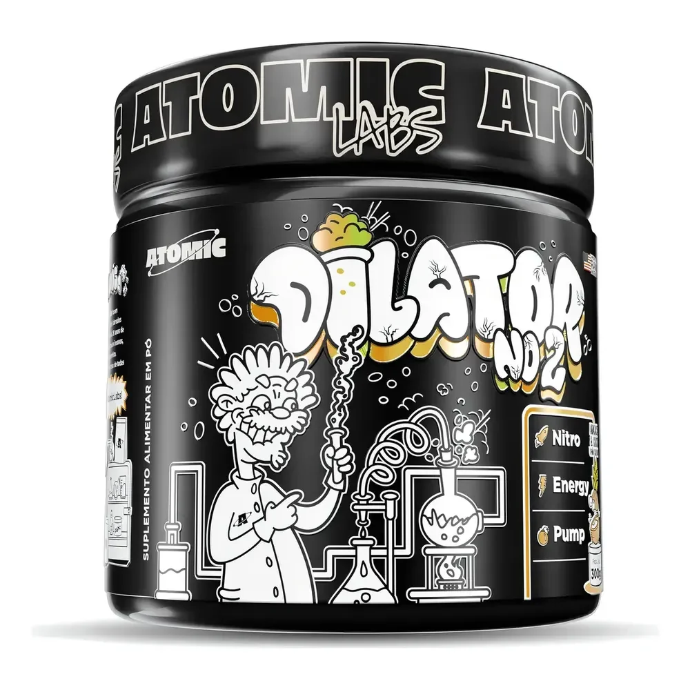 Pré Treino Dilator No2 Atomic Labs Sabor Abacaxi Coco 300g 40 Doses