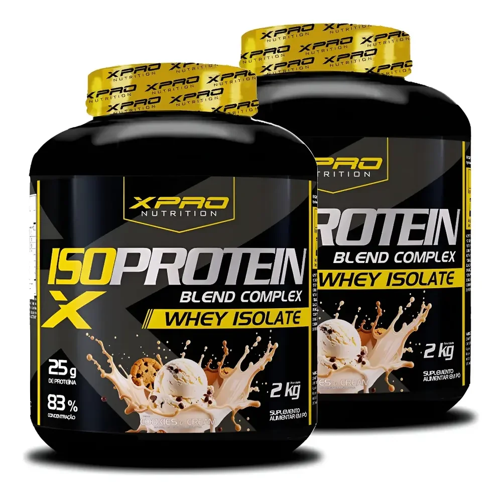Kit 2 Whey Protein Isolado Blend Complex da XPro Nutrition Sabor Cookies Zero Açúcar