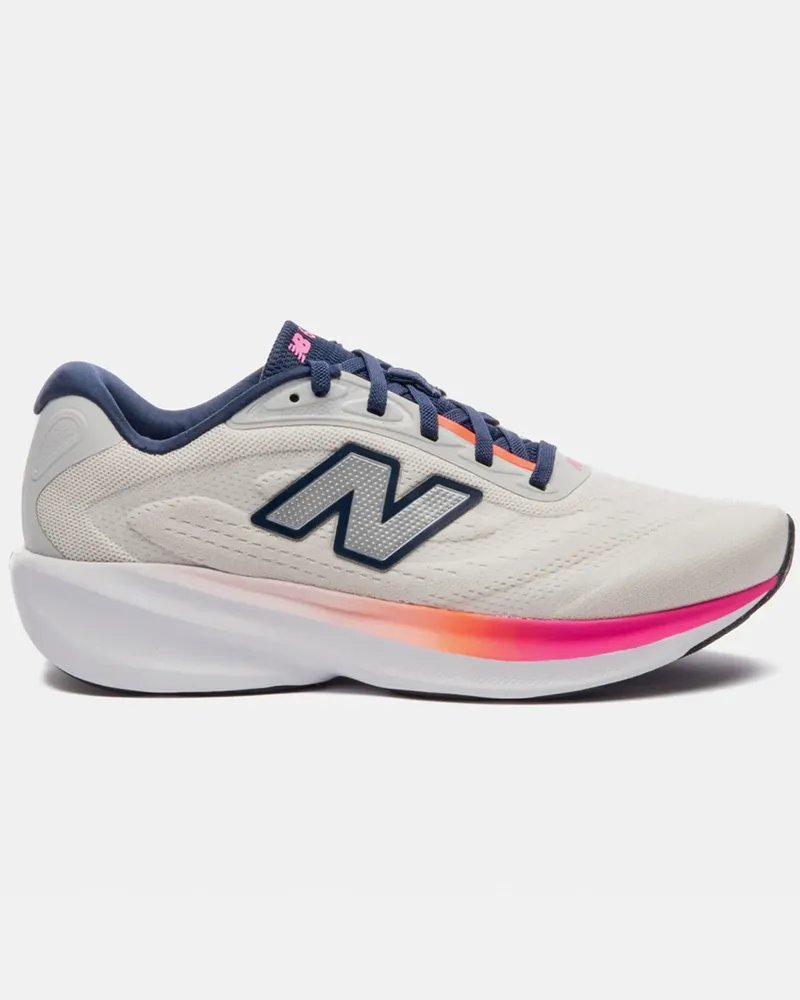 Tênis New Balance Feminino Fresh Foam 680v9 Esportivo Treino Bege Claro/laranja Neon Mesh Respirável 37