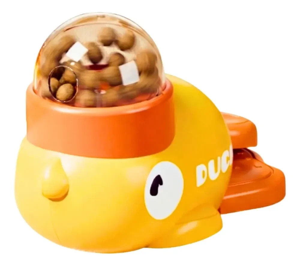 Brinquedo Interativo Pato Comedouro Cães Gatos Anti-estresse Amarelo
