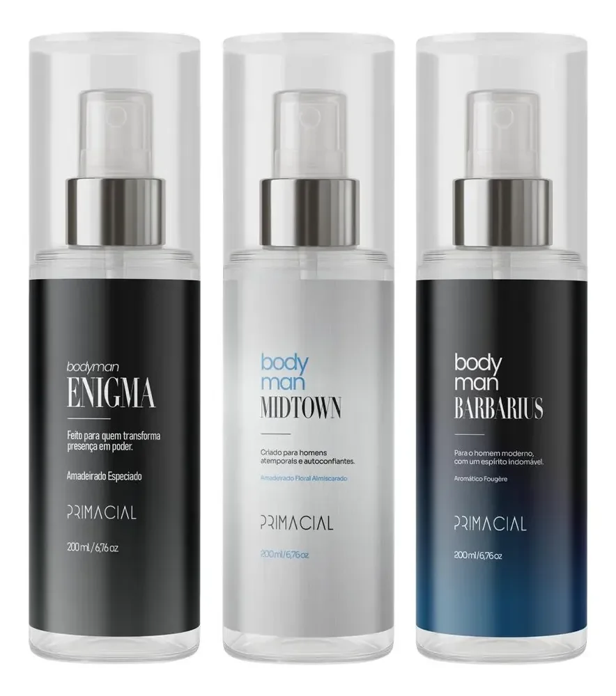 Kit Body Splash Masculino Barbarius + Enigma + Midtown 200ml