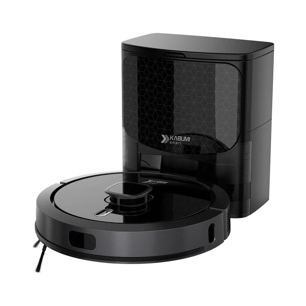 Robô Aspirador e Passa Pano KABUM! smart 900-5 Modos de Limpeza, Base 2 em 1, Mapeamento 3D - 127v - Preto - KBSF009
