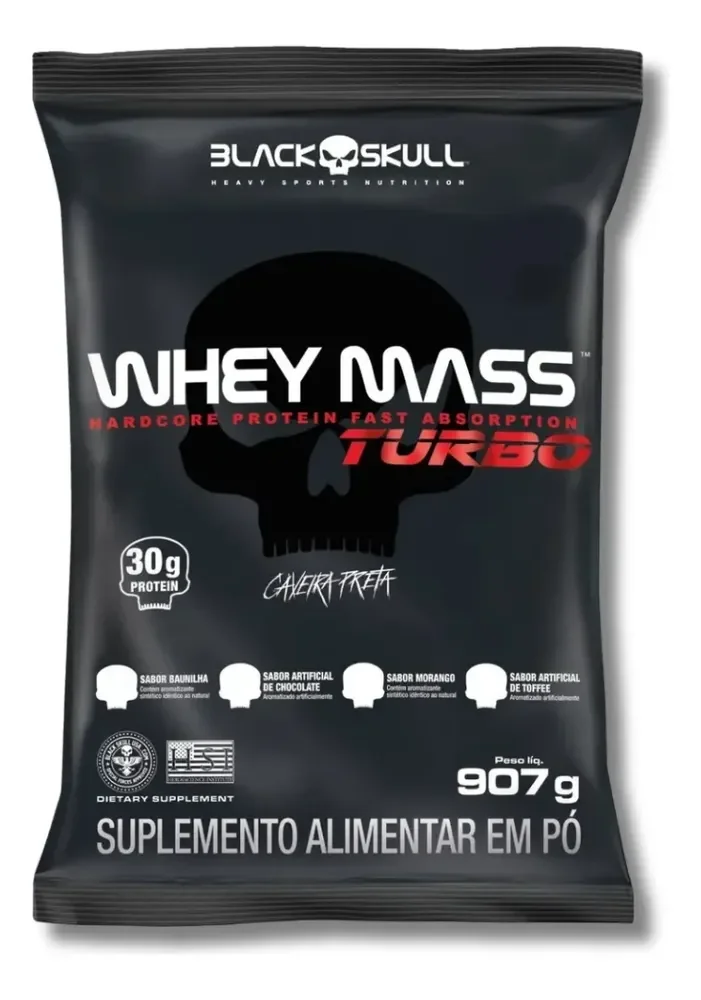 Whey Protein Turbo Mass 907g Refil Black Skull Toffee