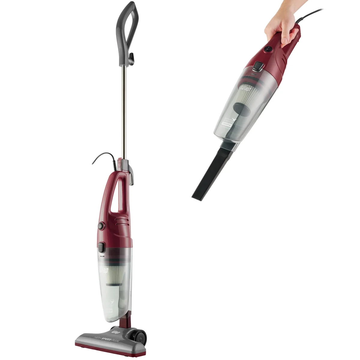 WAP Aspirador de Pó Vertical HIGH SPEED PLUS 3 em 1, Compacto, 1,2 Litros, com Extensor Removível, 134mbar 1350W 220V