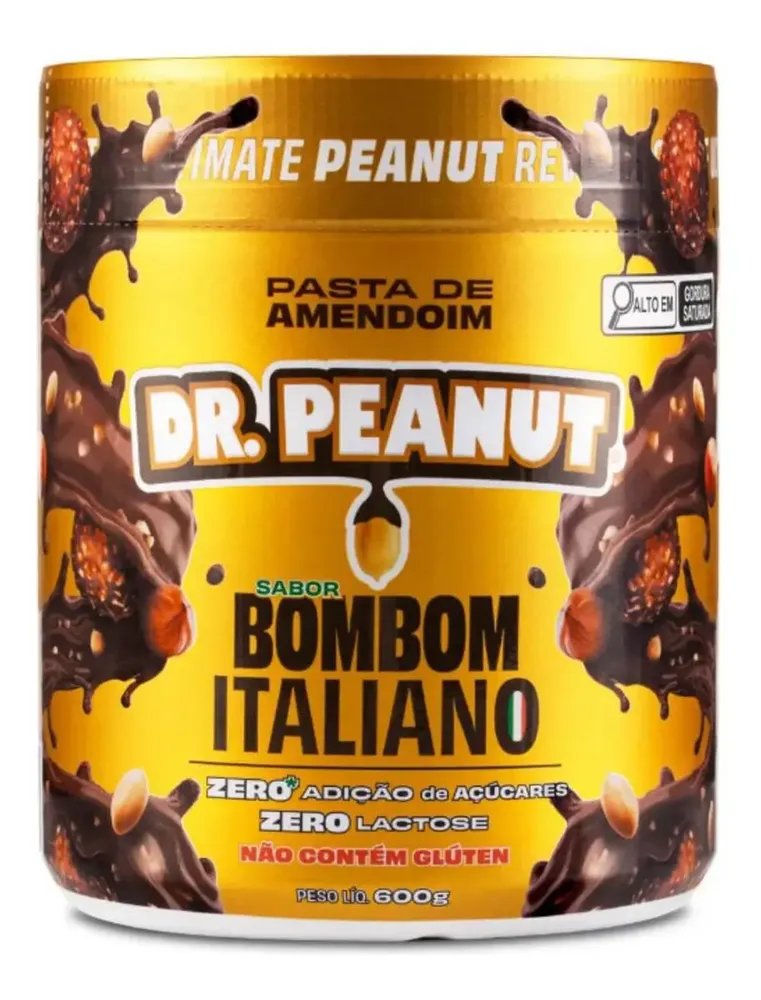 Dr. Peanut Pasta de Amendoim com Whey Isolado 600g Sabor Bombom Italiano