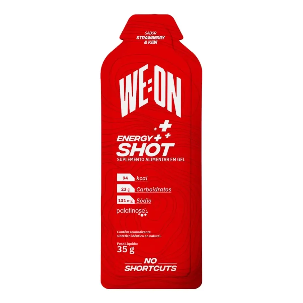 Gel Carbo Carboidrato Energy Shot We:on Morango Kiwi Caixa 10 Sachês Corrida Bike