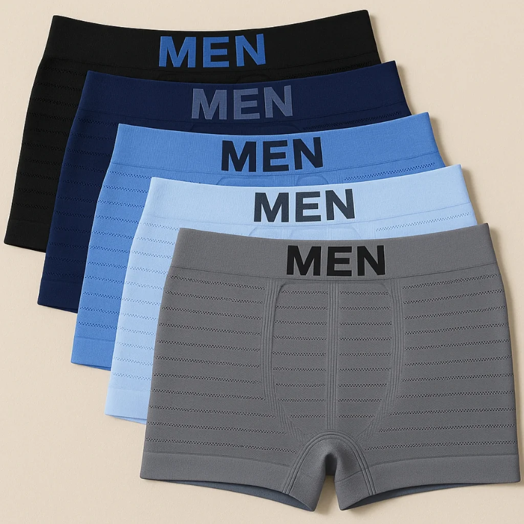 Kit 5 Cueca Box Masculina Sem Costura Cueca Masculina Boxer Kit de Cuecas Adulto Microfibra Premium
