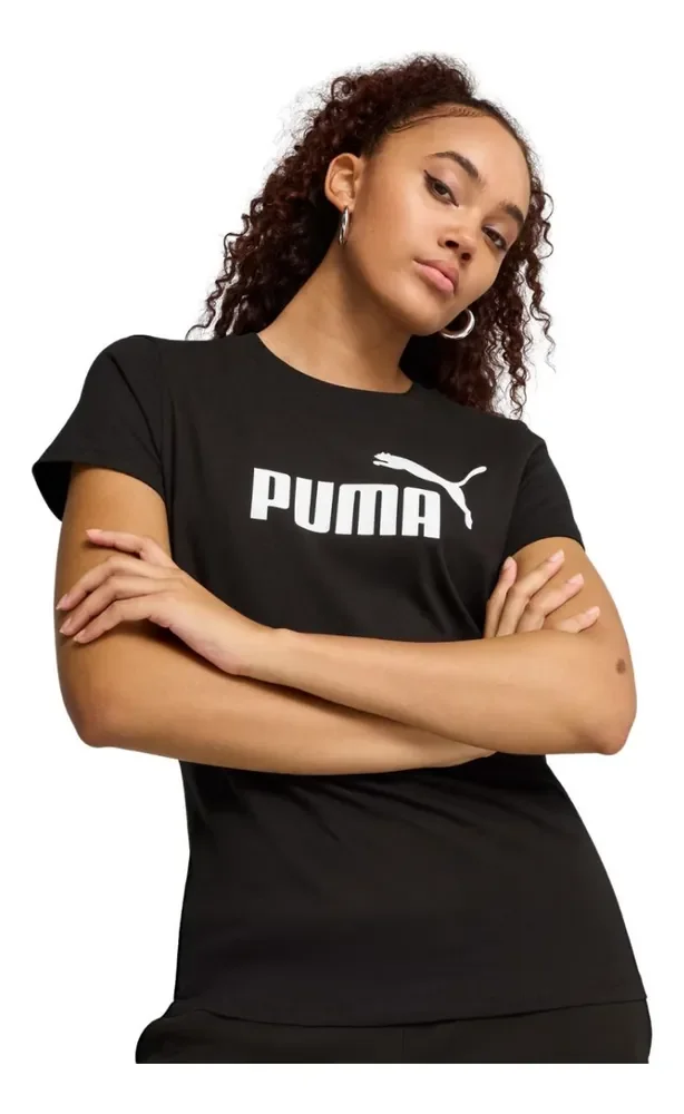 Camiseta Feminina Ess No. 1 Logo Puma Preta Geométrico P
