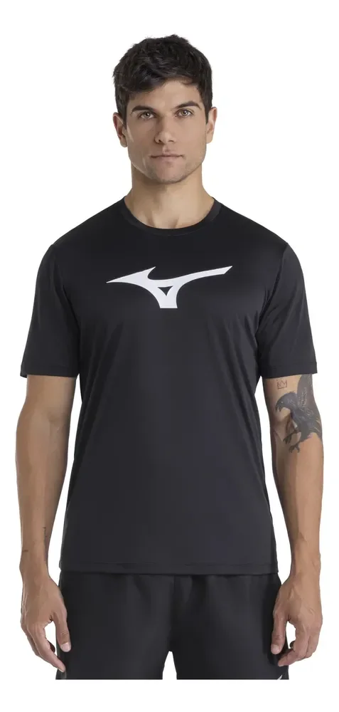 Camiseta Masculina Run Spark Mizuno Preto Liso M Lisa