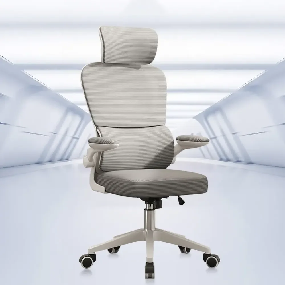 Cadeira Escritório Ergonômica Python Fly B07 Cinza Com Suporte Lombar Malha
