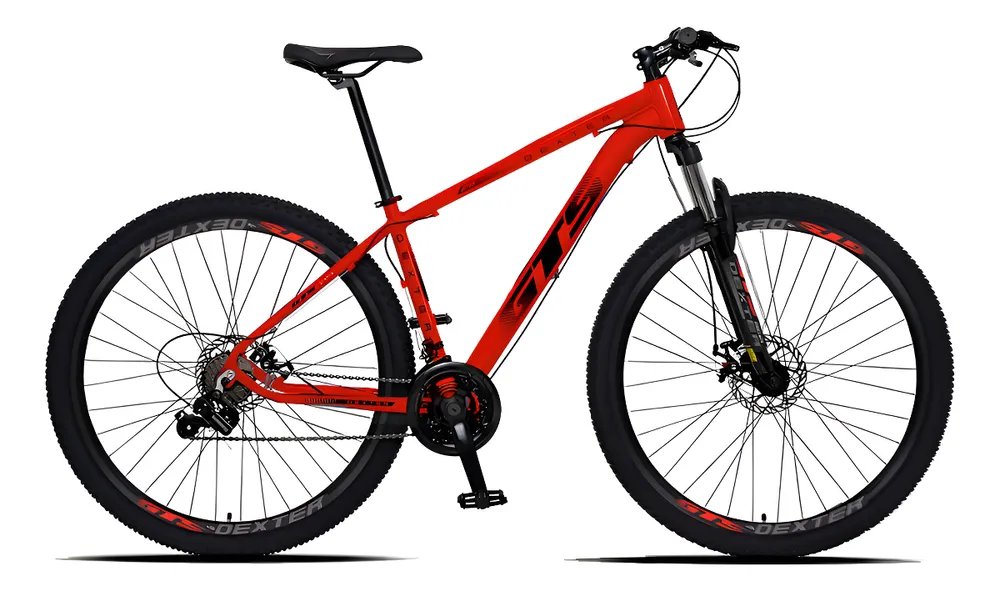Bicicleta Aro 29 Gts Dexter 24 Marchas Freio A Disco Cor Vermelho Ferrari Com Preto Tamanho Do Quadro 19