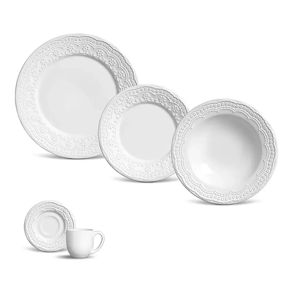 Aparelho De Jantar 20 Peças Madeleine Branco Liso