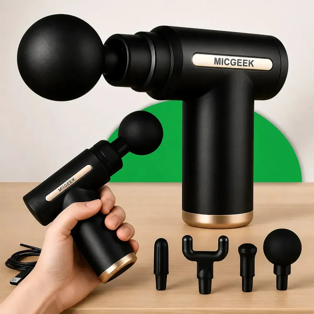 Massageador Pistola Elétrica Profissional Muscular Portátil Aparelho Fisioterapia Corporal, 6 Velocidades 4 Cabeças De Massagem - Micgeek 127/220v Variado