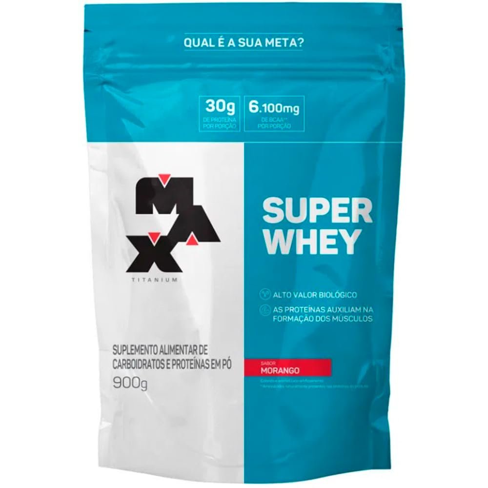 Max Titanium Super Whey (900G) - Sabor Morango