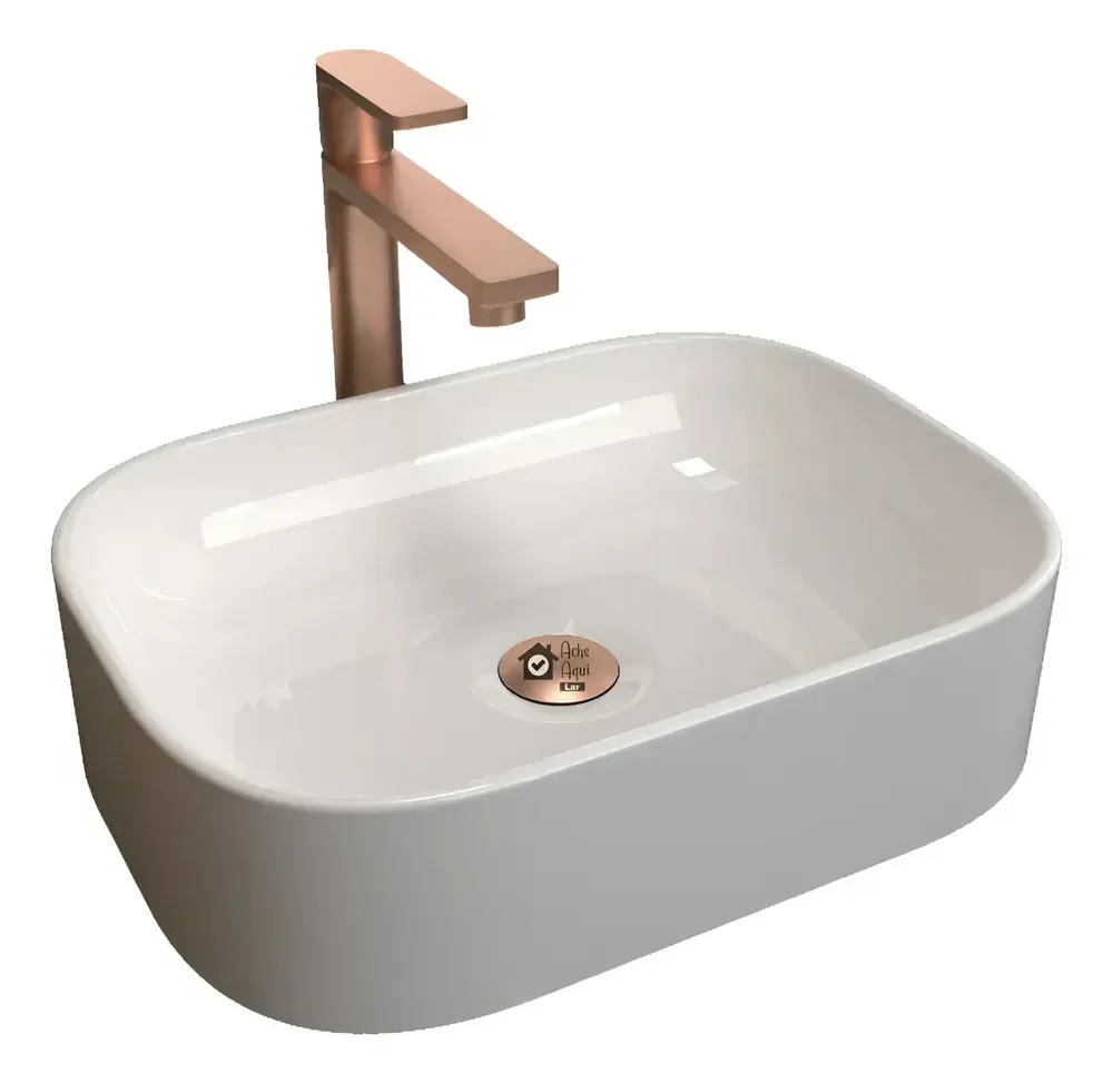 Cuba P/ Banheiro Lavabo Rectangular De Apoio Sobrepor Branco Brilhante Ache Aqui Lar