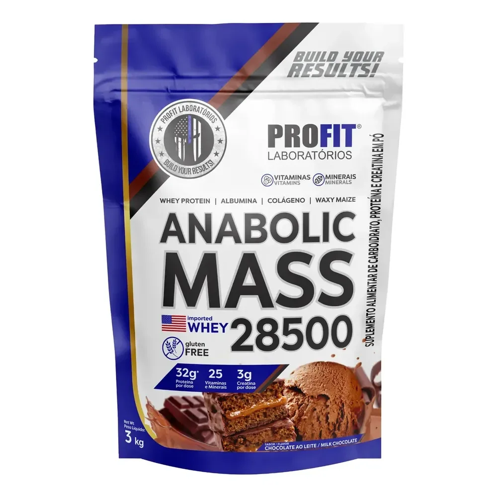 Suplemento Em Pó Profit Laboratórios Anabolic Mass 28500 Proteínas Sabor Chocolate Em Sachê De 3kg