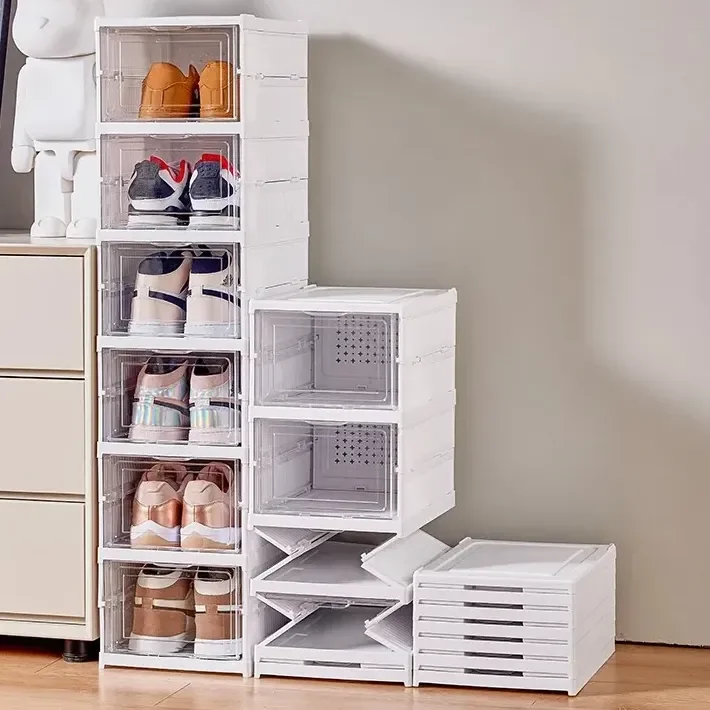 Sapateira Dobrável de Plástico com 6 Prateleiras Para 12 Pares – Branco