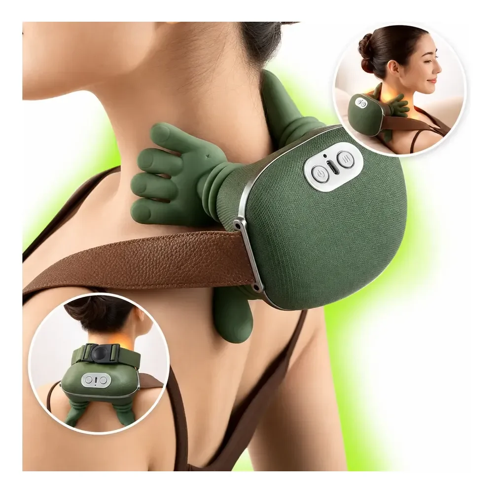 Massageador Pescoço Ombro Maozinha 3d Aquecimento Elétrico 127/220v Verde-musgo