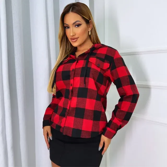 Camisa Xadrez Blusa Country Flanelada Moda Feminina C/ Touca