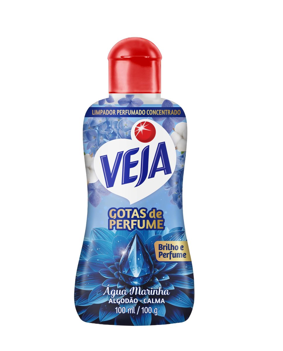 Veja Gotas de Perfume Água Marinha Algodão Limpador Perfumado Concentrado 100 ml