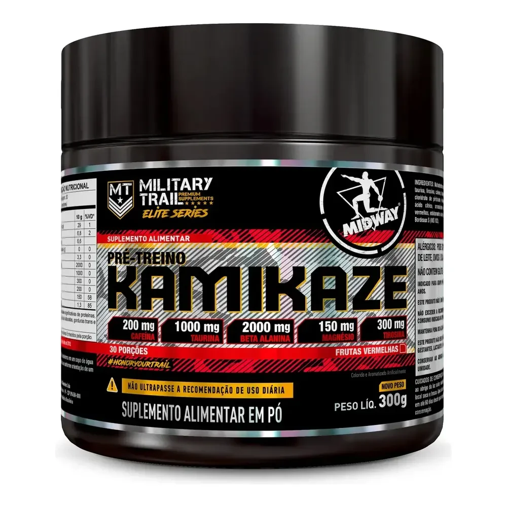 Pré Treino Kamikaze Midway 300g Sabor Frutas Vermelhas Cafeína