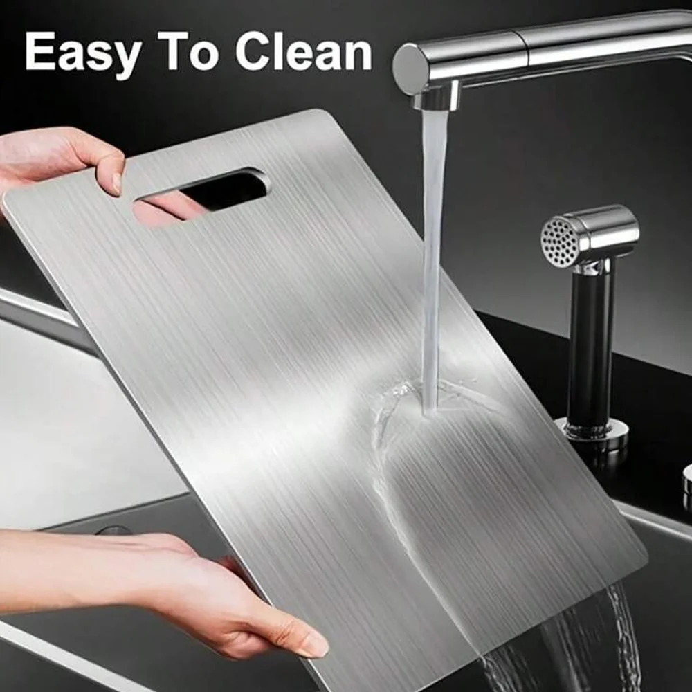 Tábua de Corte 46cm x 30cm Grande Aço Inoxidável 304 - Antibacteriana e Antimofo para Cozinha