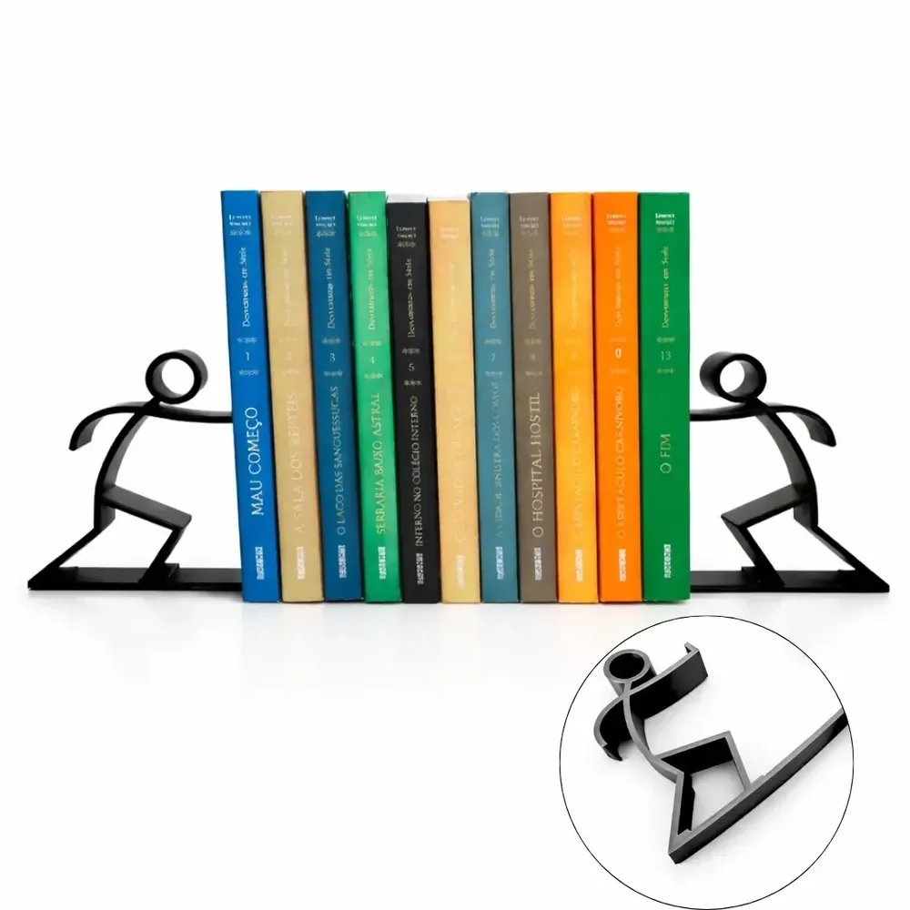 Aparador De Livro Suporte Bibliocanto Apoio De Livros Par Organizador Moderno Decorativo Minimalista Bookend Segurador Aparadores Para Biblioteca Peso Porta Livros Preto